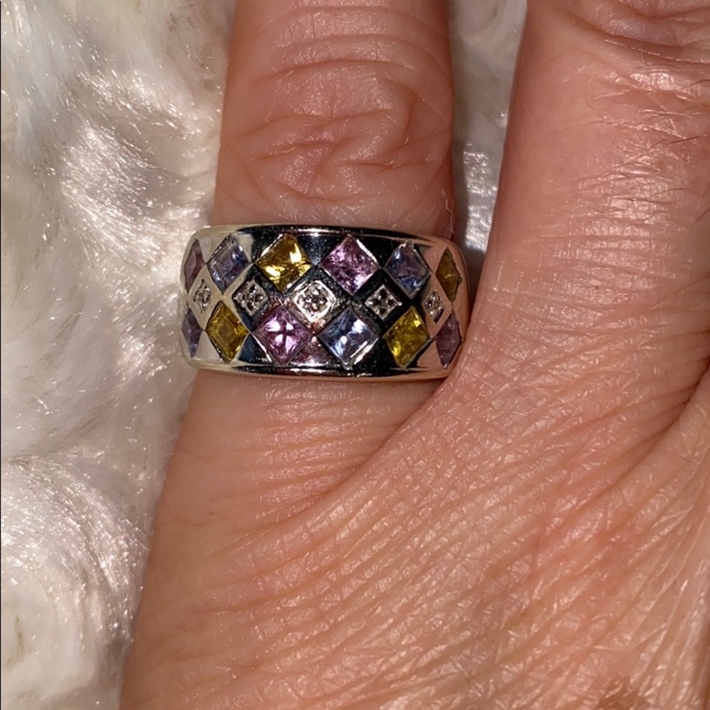 Multi Colored Lab Made Diamond Ring - image 5